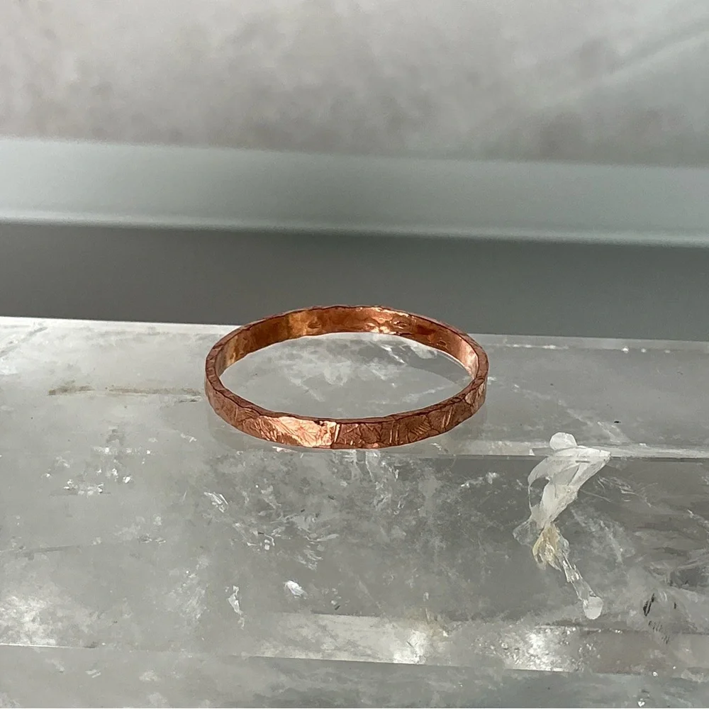 Raw Copper Ring Size 8.5 Band Jewelry Minimal Hammered Solid Handcrafted USA #B - Picture 2 of 12